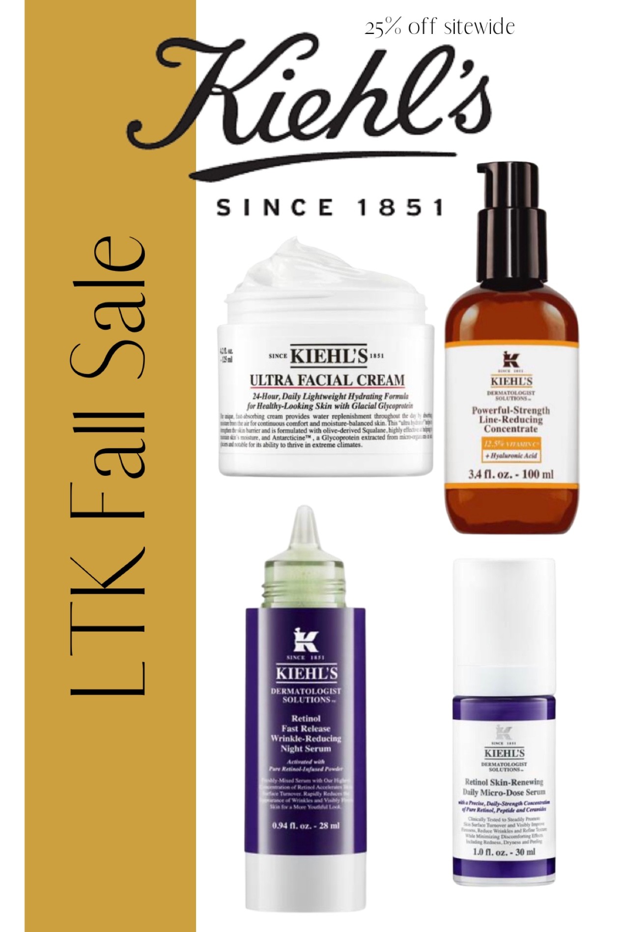 Kiehl’s is 25% off SITEWIDE for the LTK Sale!! Today-Sept 20, exclusively in the LTK app.

Kiehl’s, skincare, women’s, skincare, face wash, moisturizer, anti-aging, vitamin C, serum, anti-wrinkles, facial oil 

#LTKSale #LTKsalealert #LTKbeauty
