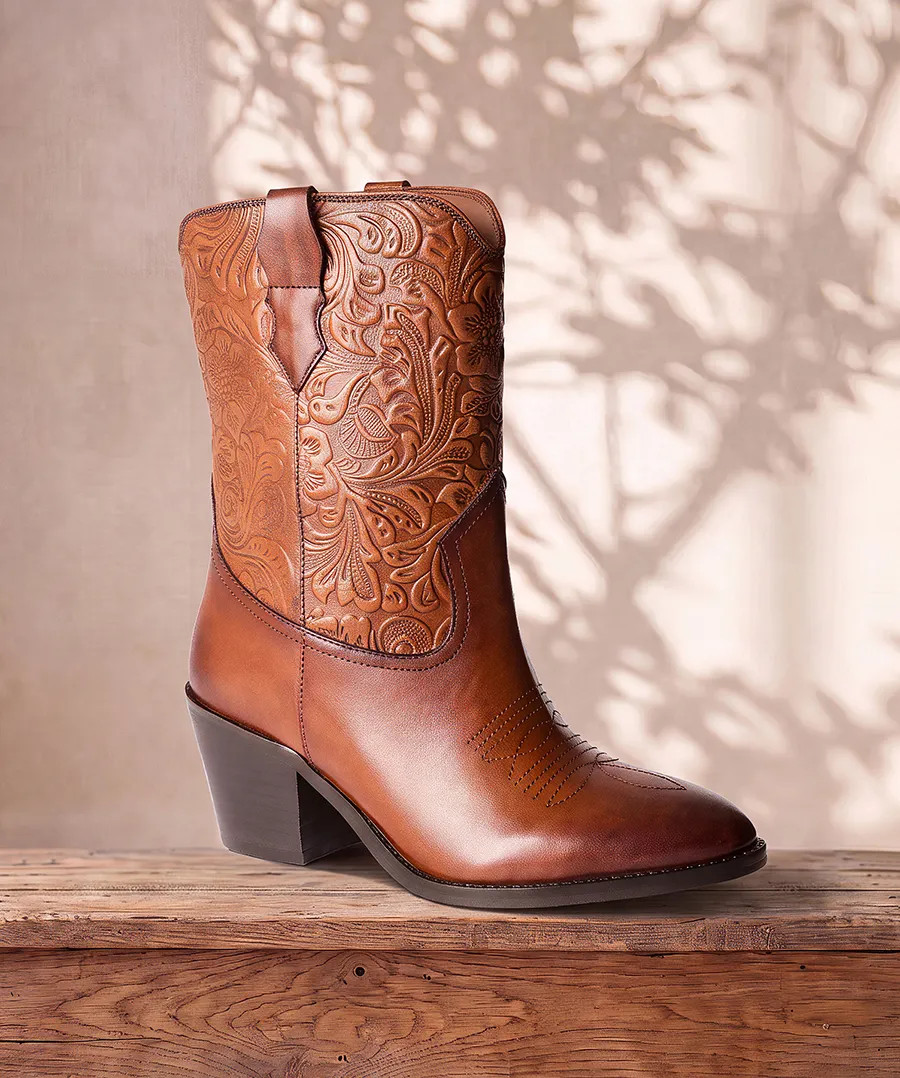 Lucy Leather Western Ankle Boots | Joe Browns