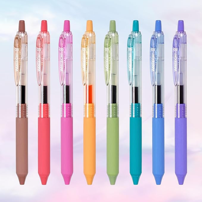 WRITECH Gel Pens Fine Point: 0.5mm Multicolor Ink Retractable 8ct Smooth Writing No Smear for Jou... | Amazon (US)