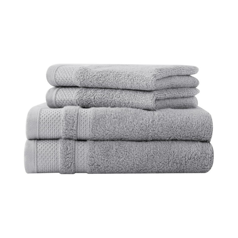 Hotel Style Luxury Hand & Washcloth Set, 100% U.S. Cotton, Mouse Grey, 4-Piece | Walmart (US)