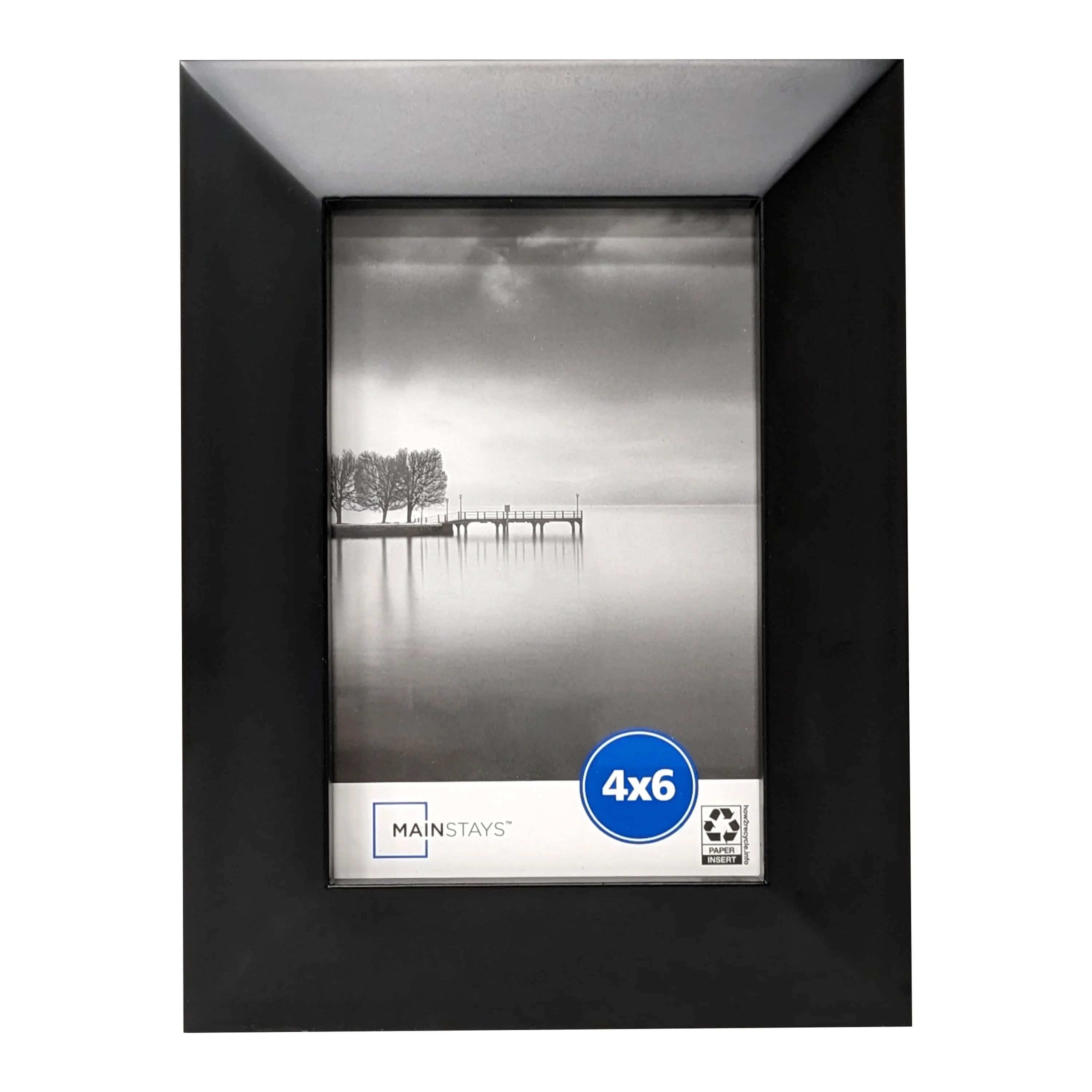 Mainstays 4x6 Bevel Gallery Tabletop Picture Frame, Black | Walmart (US)