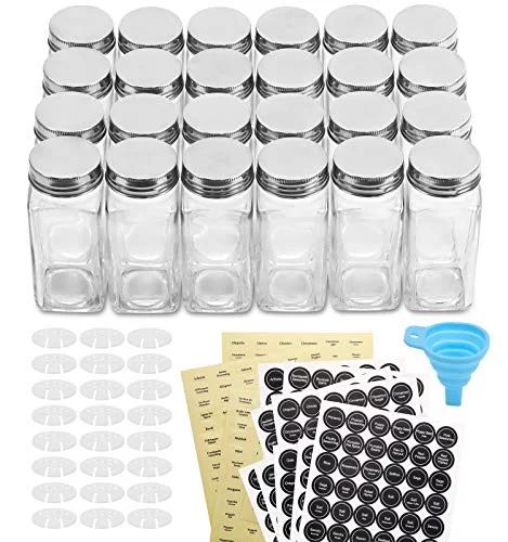 Aozita 24-piece Glass Spice Jars/Bottles [4oz] with Shaker Lids and Metal Caps - 612 Spice Labels... | Walmart (US)