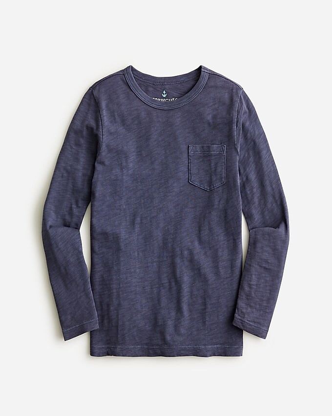 Kids' long-sleeve garment-dyed pocket T-shirt | J. Crew US