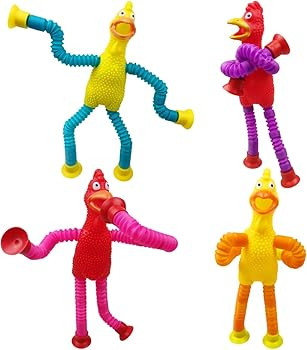 Anditoy 4 Pack Screaming Easter Chick Suction Cup Pop Tubes Toys Sensory Toys for Kids Boys Girls... | Amazon (US)