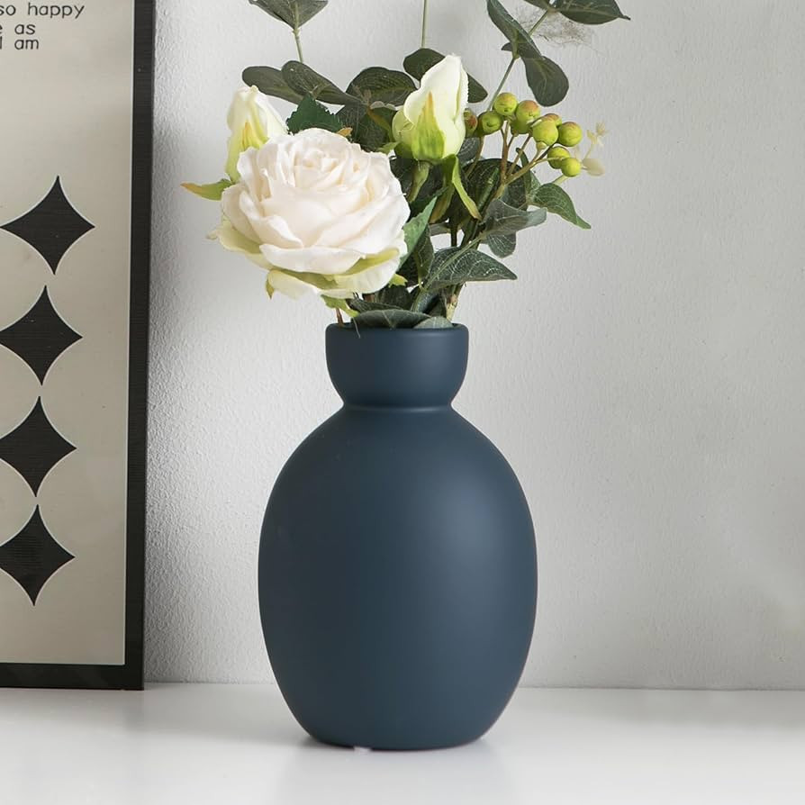 Blue Ceramic Vase, Modern Dried Flower Vase, Pampas Flower Vases, Boho Pottery Vase, Decorative T... | Amazon (US)