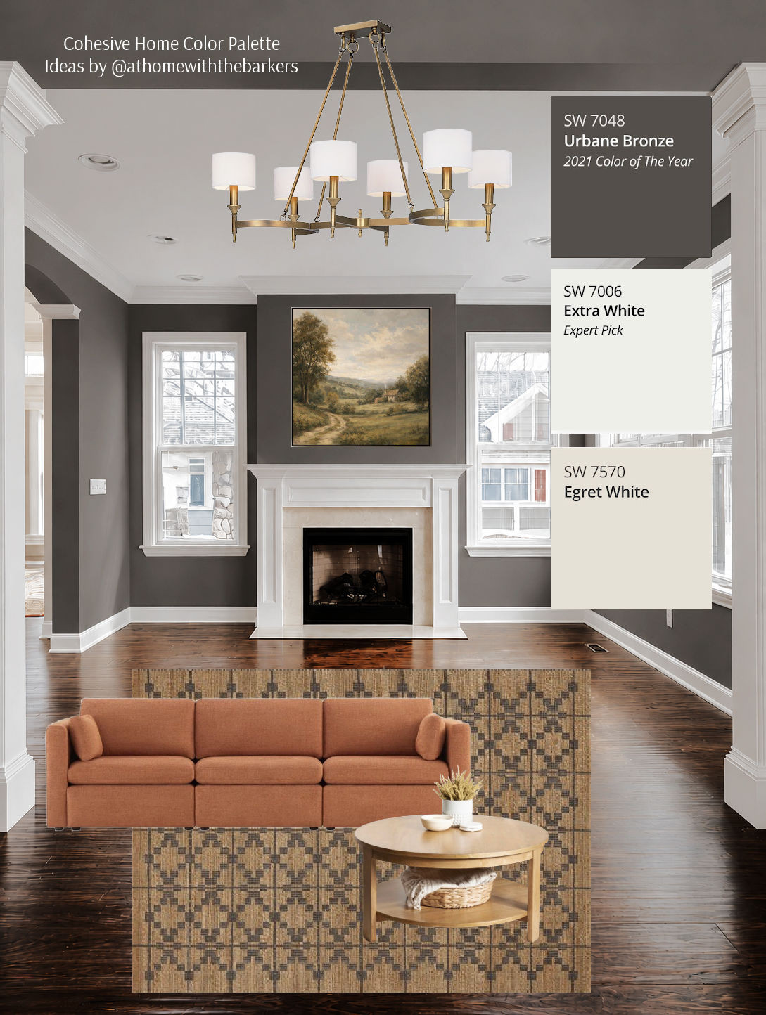 Living room design inspiration with Sherwin Williams Urbane Bronze.

#LTKHome #LTKSaleAlert