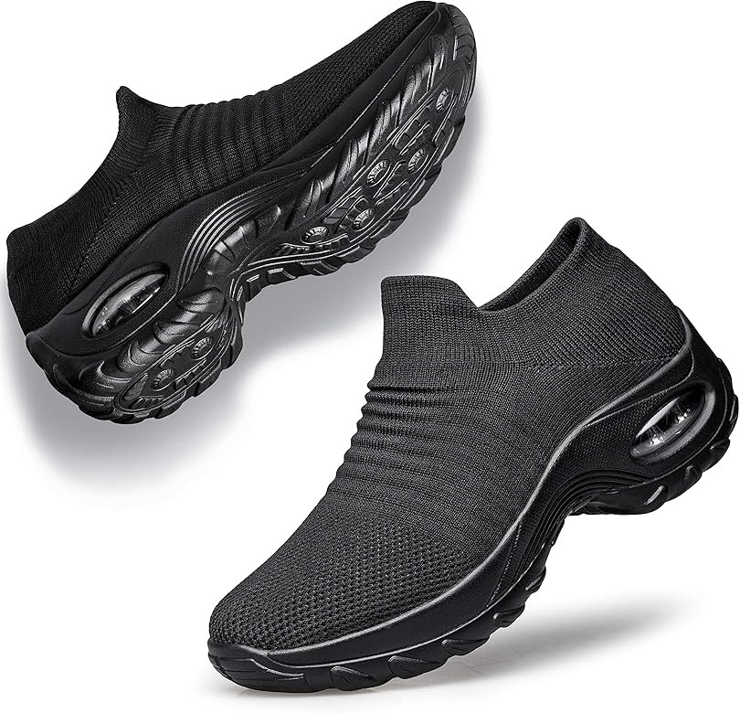 YHOON Women's Walking Shoes - Sock Sneakers Slip on Mesh Platform Air Cushion Athletic Shoes Work... | Amazon (US)