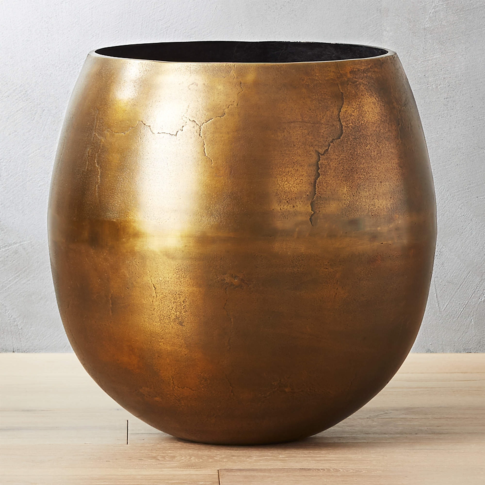 Rough Cast Brass Metal Indoor Planter Large - CB2 | Havenly | Havenly