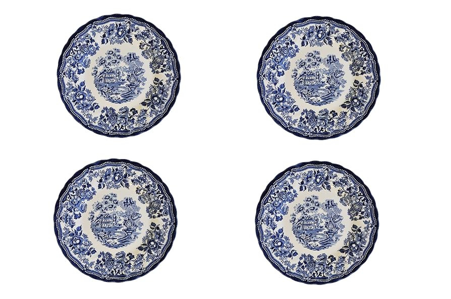 New Churchill Royal Wessex Tonquin Blue Chelsea 8" Salad Plate - Set of 4, Made in England | Amazon (US)
