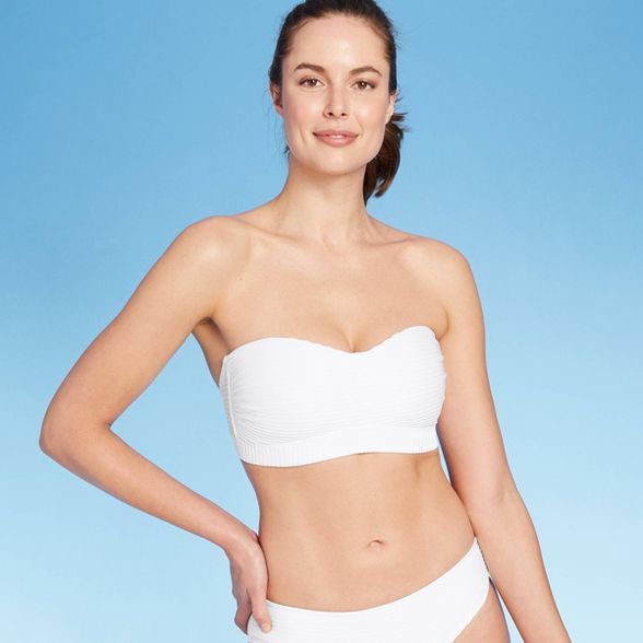 Women's Textured Ribbed Bikini Top - Kona Sol™ White | Target