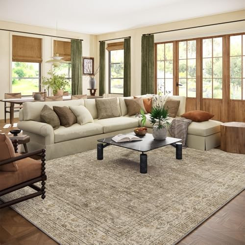 Machine Washable Rugs for Living Room: 9x12 Area Rugs for Bedroom Vintage Stain Resistant Non Sli... | Amazon (US)