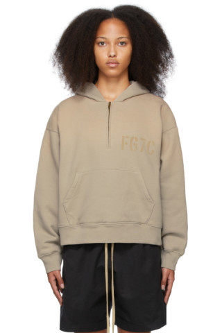 Beige Half-Zip Hoodie | SSENSE