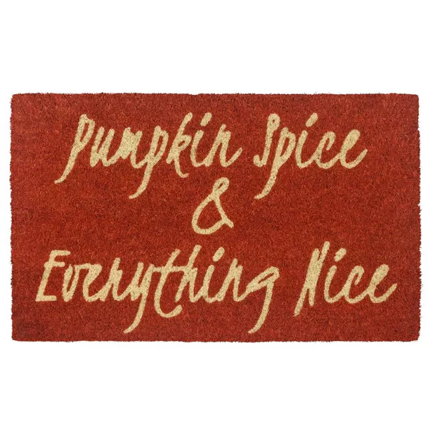 1'4" x 2'4" Pumpkin Spice & Everything Nice Indoor/Outdoor Coir Doormat Orange - Entryways | Target
