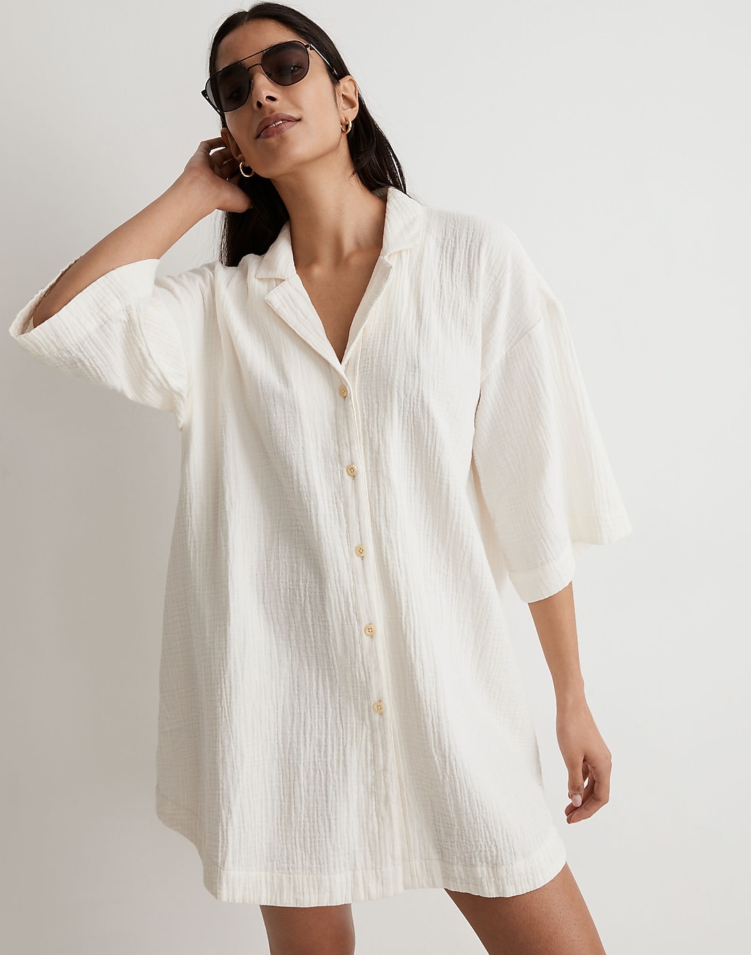 Crinkle Cotton Cover-Up Mini Shirtdress | Madewell