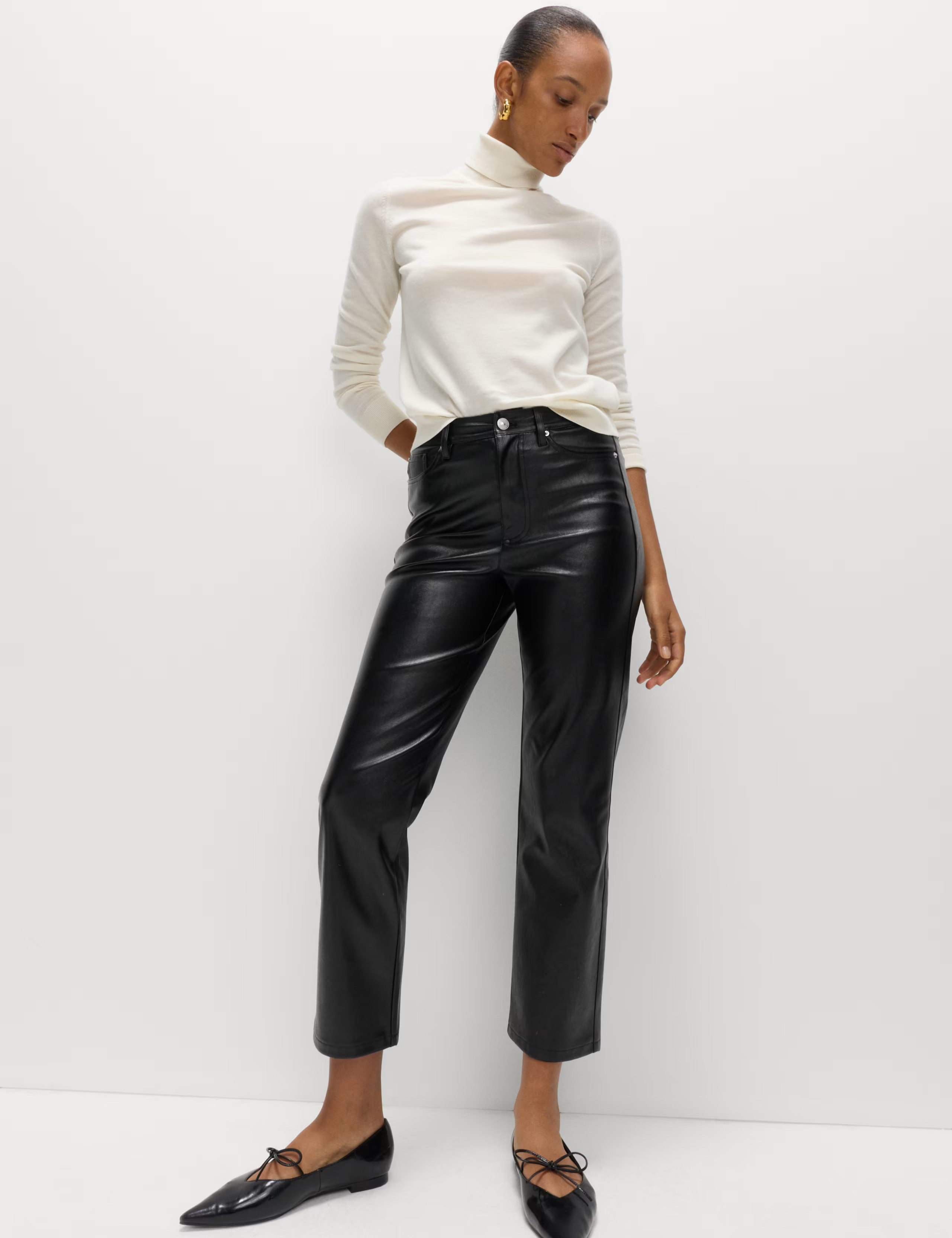 Faux Leather Straight Leg Trousers | Marks & Spencer (UK)