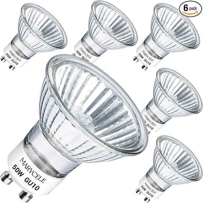 Halogen Light Bulbs 2 Pin, 6 Pack Wax Warmer Bulbs 120V 50W GU10 MR16, Dimmable Night Light Bulb ... | Amazon (US)