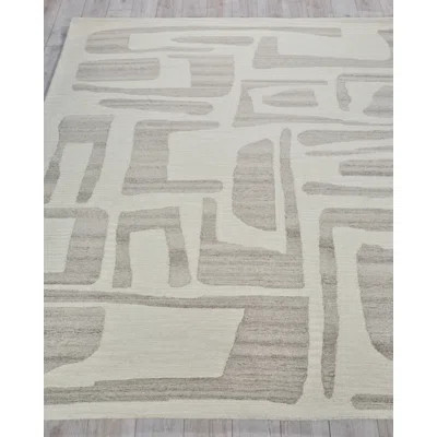 Exquisite Rugs Carmel Handmade Hand-Tufted New Zealand Wool On Canvas Ivory/Beige Area Rug | Wayfair North America