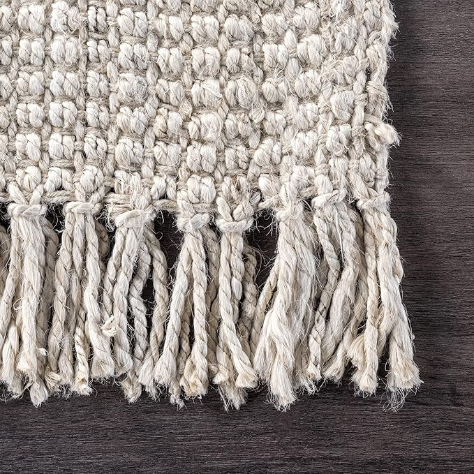 nuLOOM Hand Woven Chunky Natural Jute Farmhouse Area Rug, 5 ft x 7 ft 6 in, Off-white | Amazon (US)