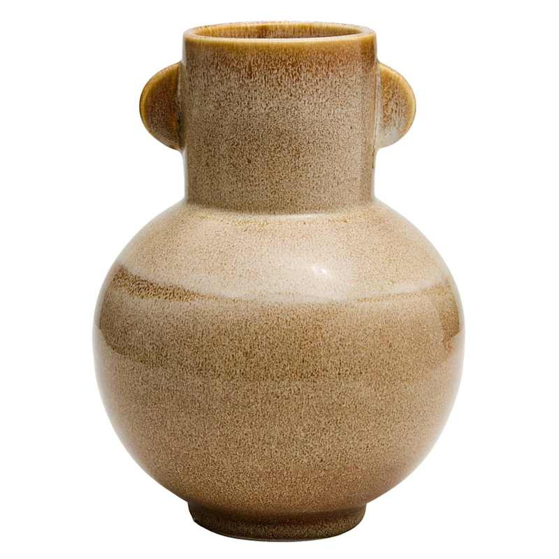 Sandy Brown Reactive Glaze Ceramic Vase, 10" | At Home