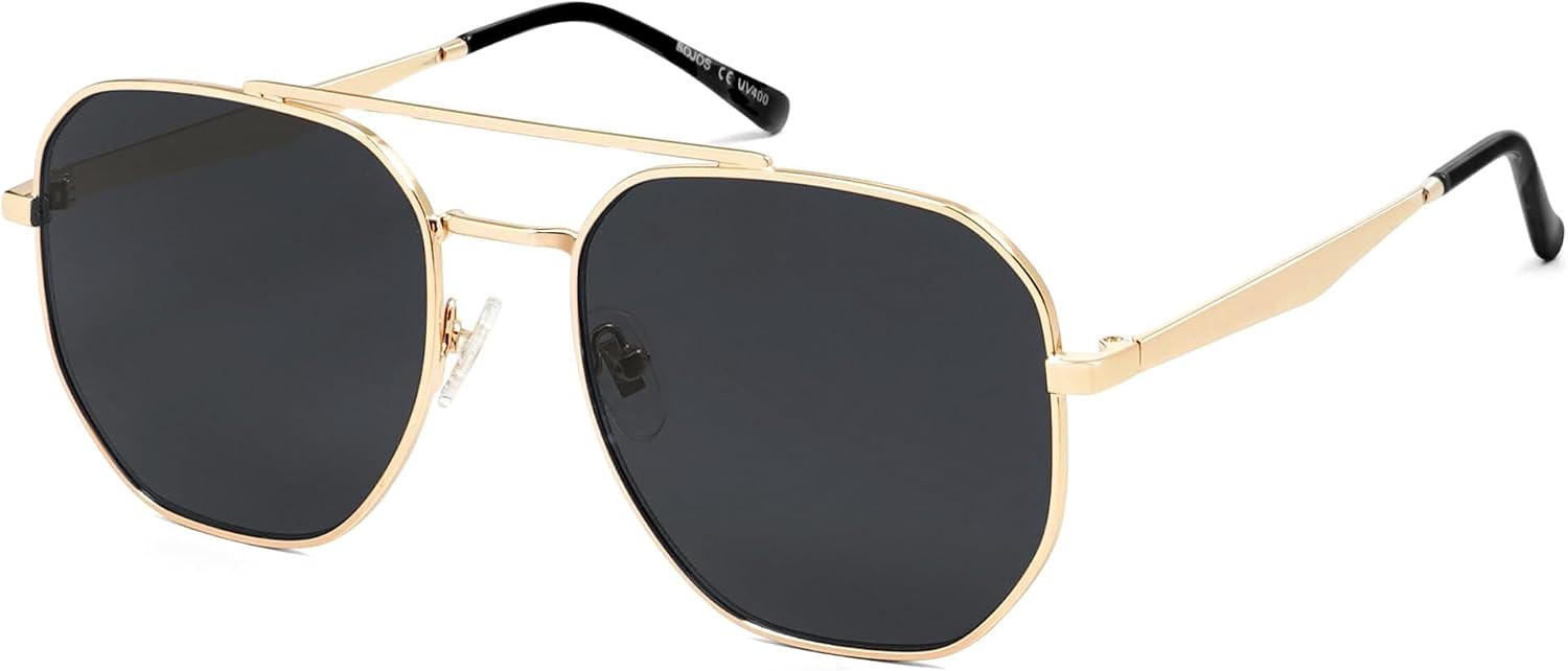 SOJOS Classic Square Aviator Sunglasses for Women Men Retro Hexagon UV400 Protection Shades SJ1222 | Amazon (US)
