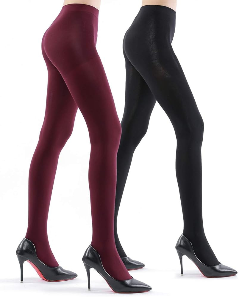 G&Y 2 Pairs Ultra Opaque Tights for Women - 80D Microfiber Control Top Pantyhose | Amazon (US)