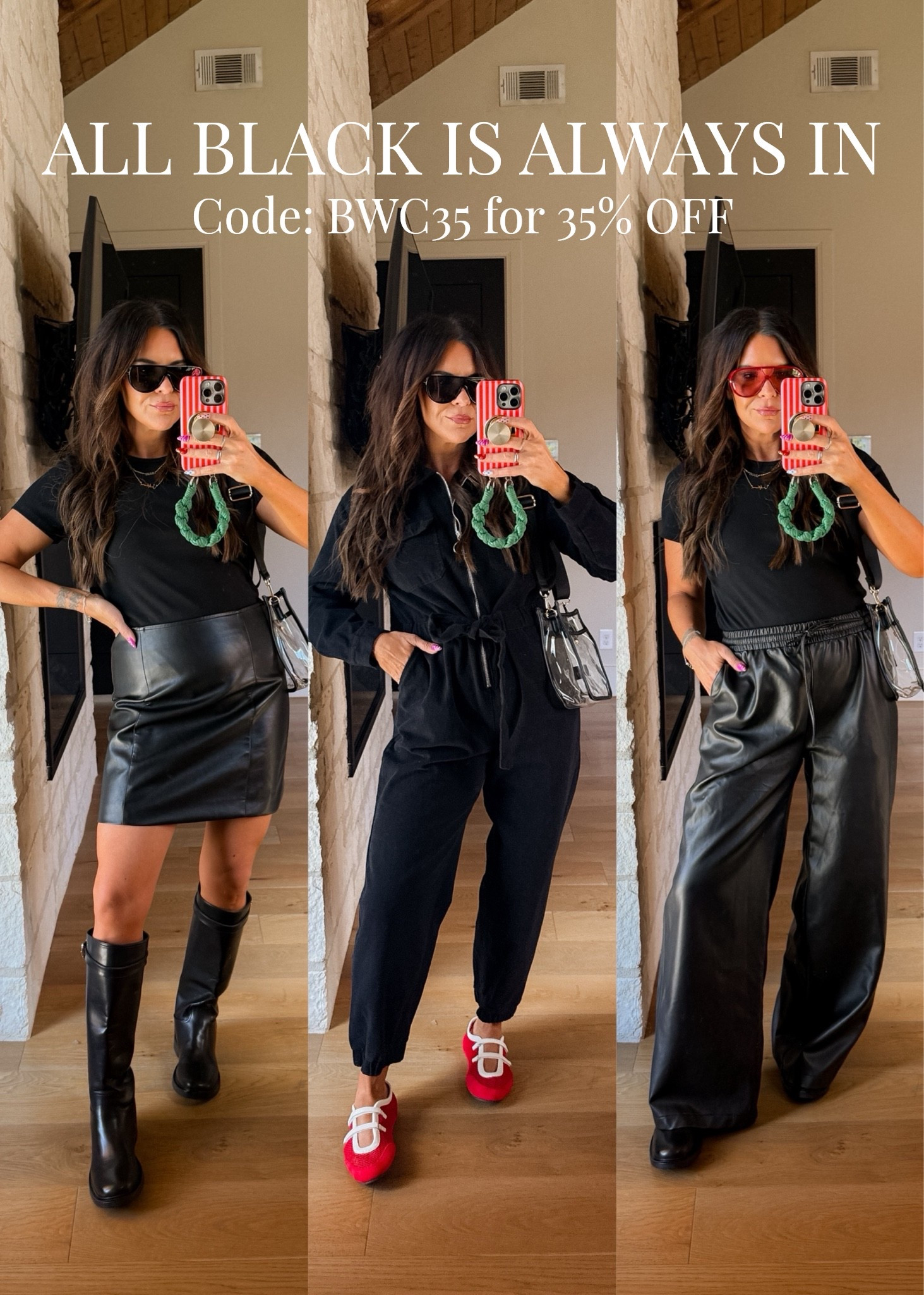@vici all black game day outfit ideas. 
Or just some cute all black fits 
Use code: BWC35 for 35% off