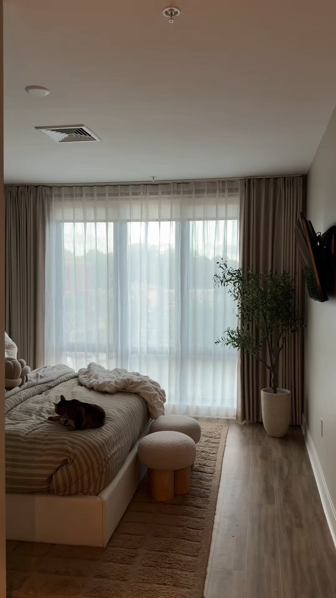 Making the room feel taller, softer, and a little more expensive.
#CeilingTrackCurtains #FloorToCeilingCurtains #twopages #drapes #curtains #bedroomcurtains #bedroominspo #bedroomrefresh #neutralhome #earthtonedecor #cozybedroom

#LTKdayinmylife #LTKSaleAlert #LTKHome