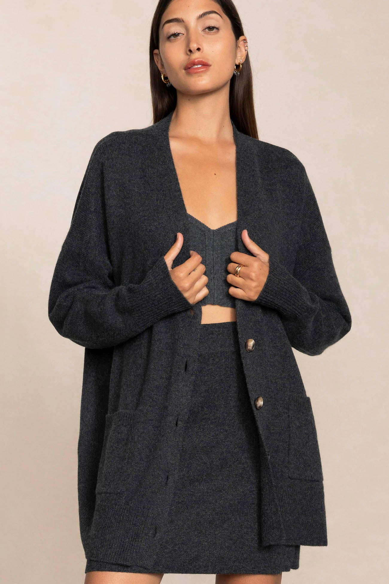LILY BUTTON-UP CASHMERE CARDIGAN | NAKED CASHMERE
