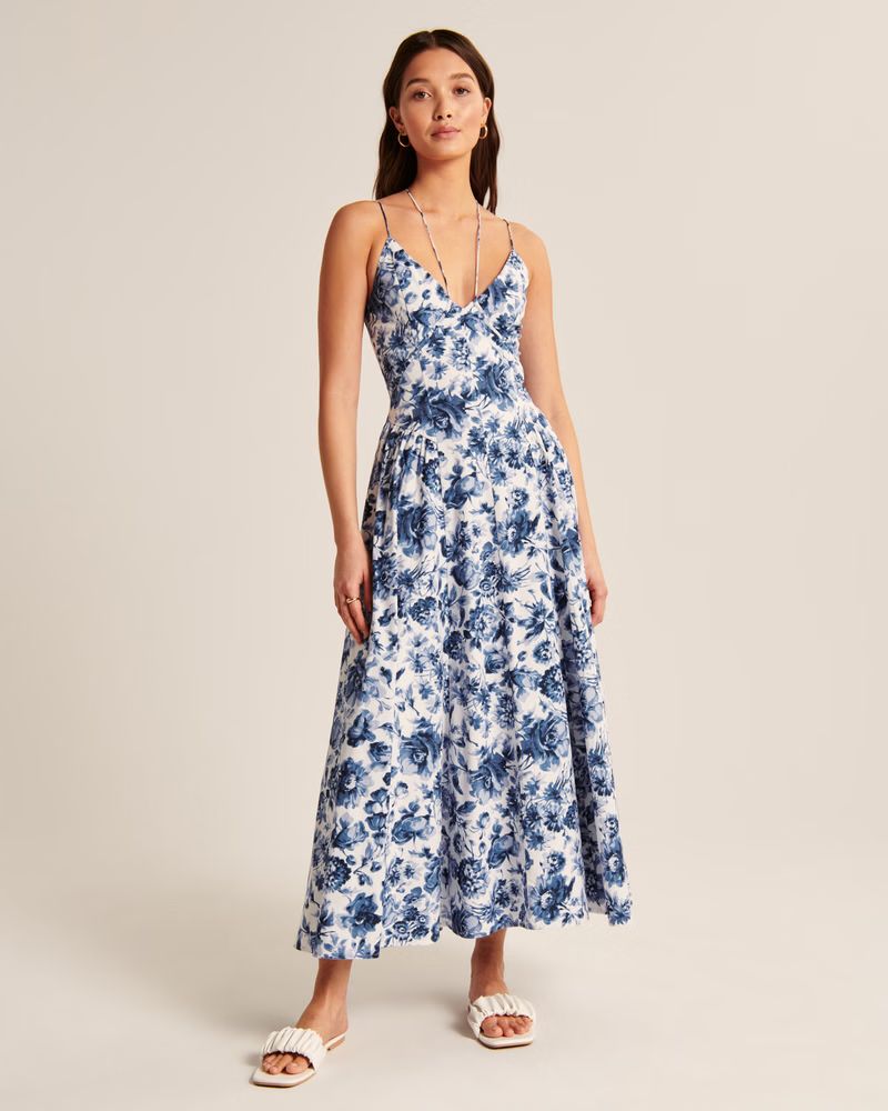 Strappy Plunge Corset Maxi Dress | Abercrombie & Fitch (US)