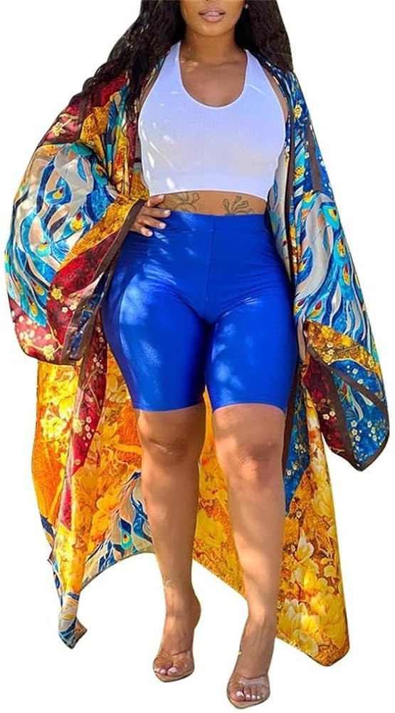 Summer Cardigan For Women Lightweight Satin Open Front Long Kimono Swimsuit Cover Ups Silk Robe P... | Amazon (US)