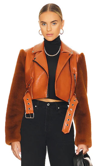 Camila Coelho Florencia Moto Jacket in Brown. - size XS | Revolve Clothing (Global)