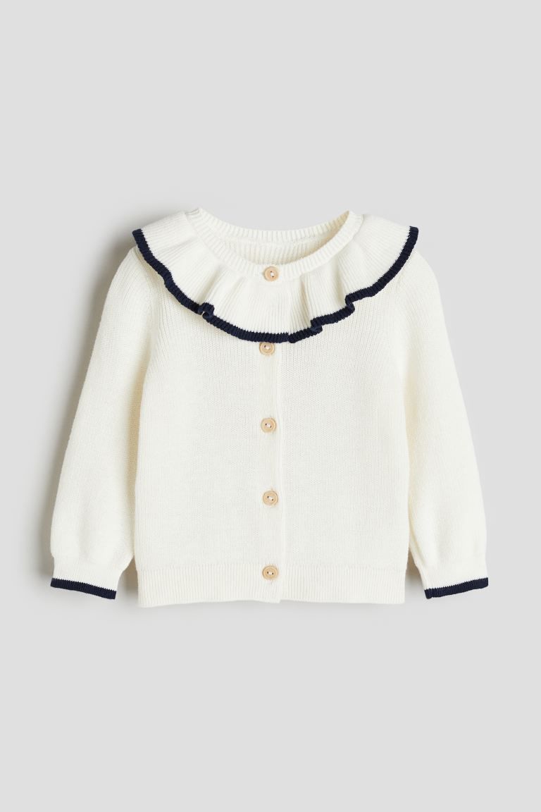Cardigan with Flounced Collar - White - Kids | H&M US | H&M (US + CA)