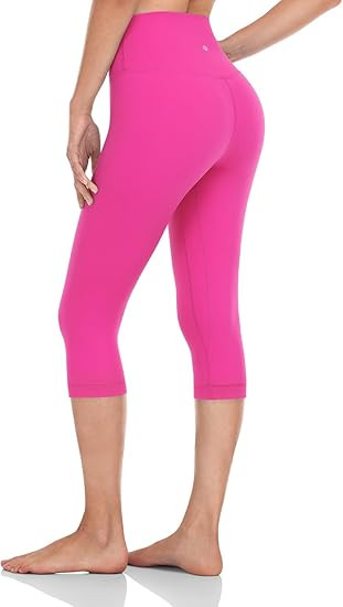 HeyNuts Essential High Waisted Yoga Capris Leggings, Tummy Control Workout Cropped Yoga Pants 19'... | Amazon (US)