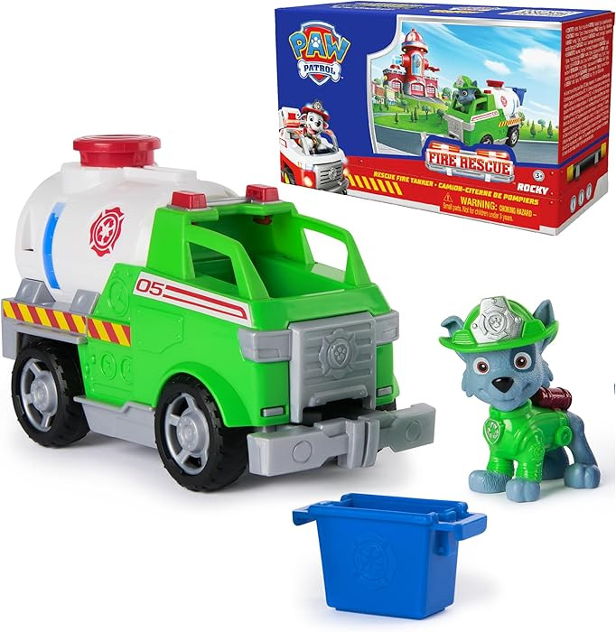 Paw Patrol Fire Rescue: Rocky Rescue Fire Tanker with Action Figure, Grab Claw and Toy Truck, Kid... | Amazon (US)