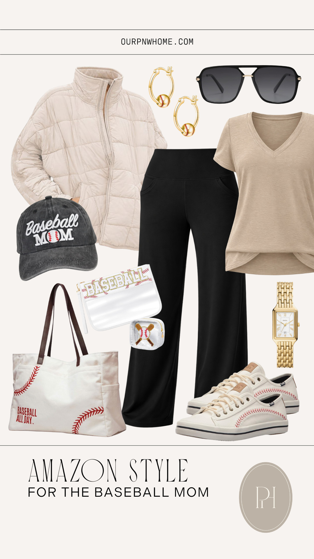 Amazon style finds for the baseball mom!

Sports mom look, spring baseball essentials, game day looks, game day outfit, black yoga pants, wide leg yoga pants, lounge pants, flared yoga pants, tan tee, tan t-shirt, wardrobe basics, baseball sneakers, white sneakers, tennis shoes, white puffer coat, baseball mom hat, baseball cap, baseball tote bag, snack bag, baseball earrings, gold watch, sunglasses, Amazon fashion, mom outfit, mom style, mom look, mom fashion 

 #LTKootd #LTKmomlife #LTKActive