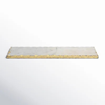 Alina Marquise Gold Raw Edge Marble Serving Tray | Wayfair Professional