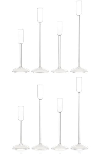 Willceka Candlestick Holders, Glass Taper Candle Holders Set of 8, Candle Holders for Candlesticks, for Christmas Events Party Wedding Reception Table Centerpiece Decorations | Amazon (US)