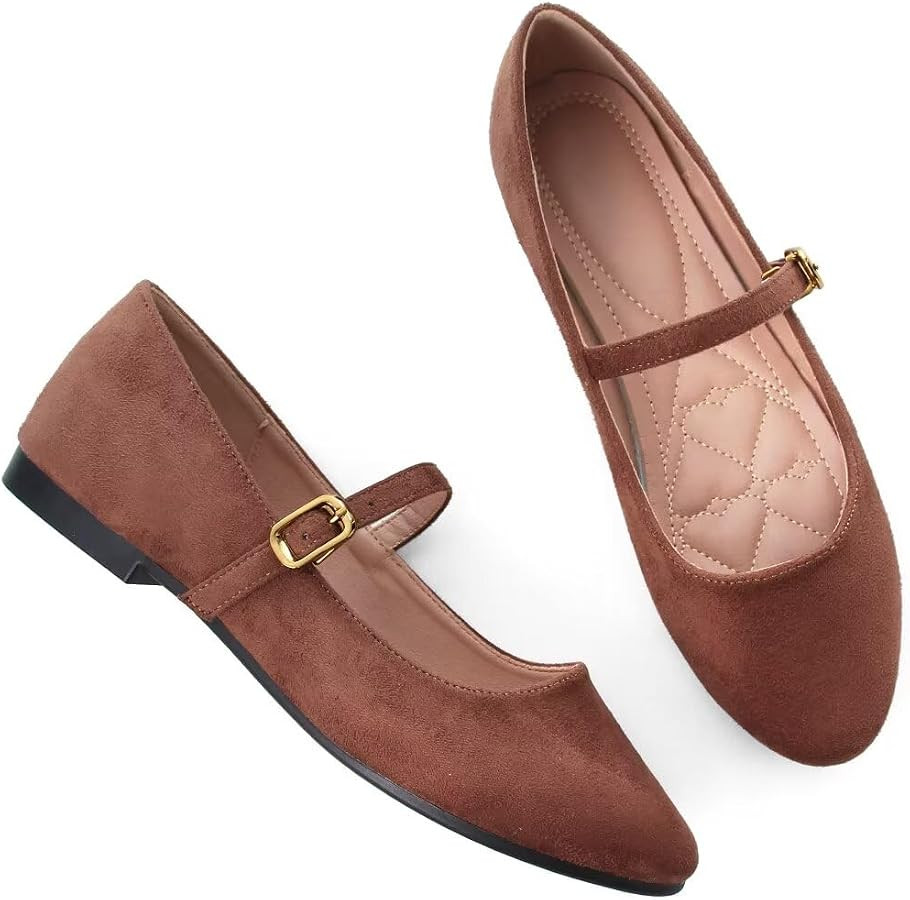 Stunner Women's Mary Jane Flats Fashion Round Toe Ballet Flat Shoes Comfortable Ankle Strap Flats... | Amazon (US)