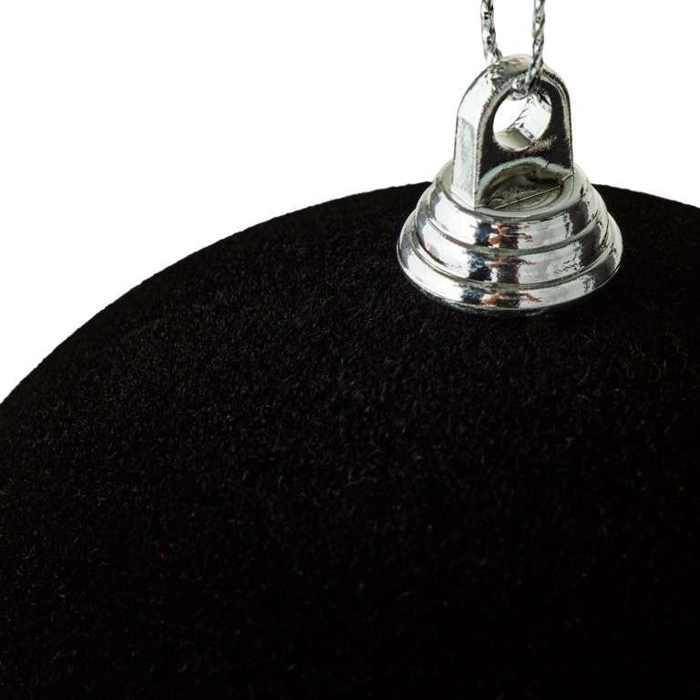 Black Flocked Ball Christmas Ornaments, 3.5", 4 Count, by Holiday Time | Walmart (US)