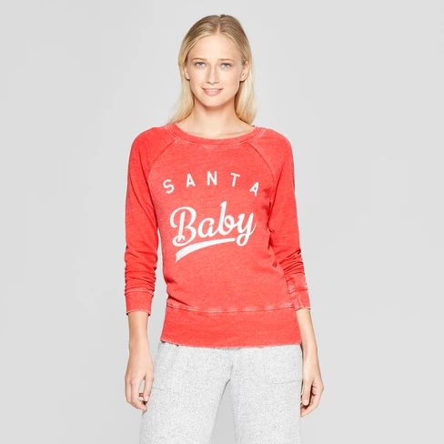 Grayson Threads Women's Holiday Santa Baby Crew Sleep Sweatshirt - Red XS | Target