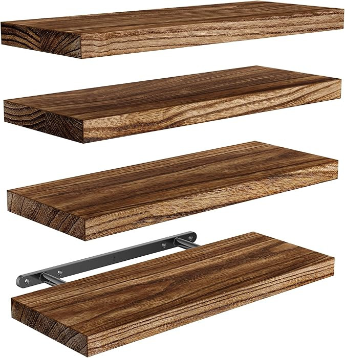 AMADA HOMEFURNISHING Floating Shelves, Paulownia Wood Wall Shelves for Bathroom/Living Room/Bedro... | Amazon (US)