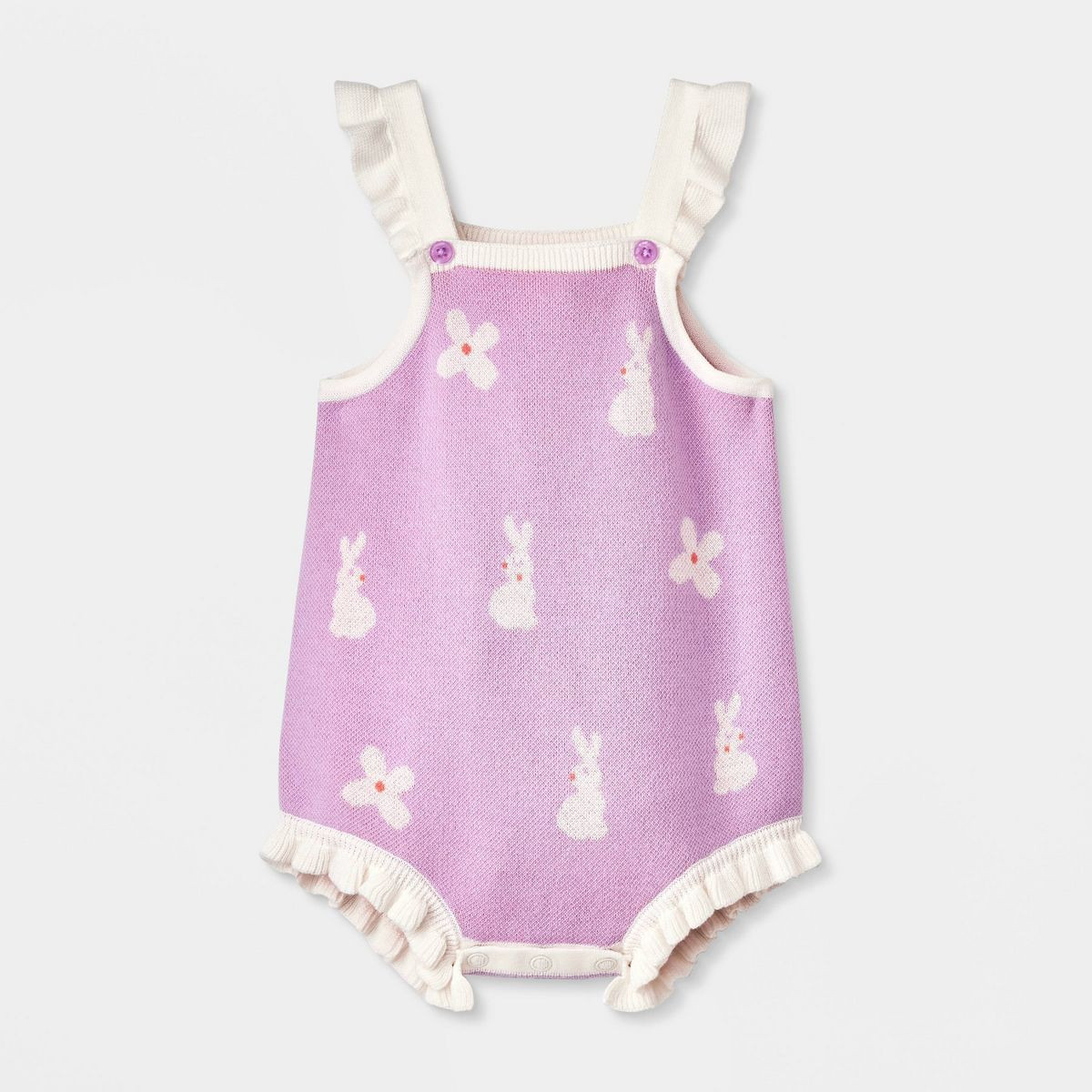 Baby Girls' Bunny Printed Overalls Set - Cat & Jack™ Purple | Target
