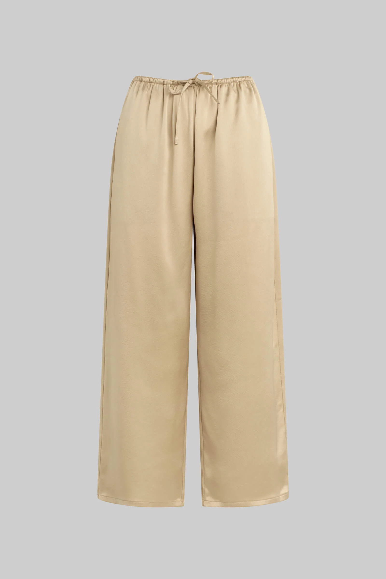 LESET Barb Crop Drawstring Pant in Sand in Satin | LESET