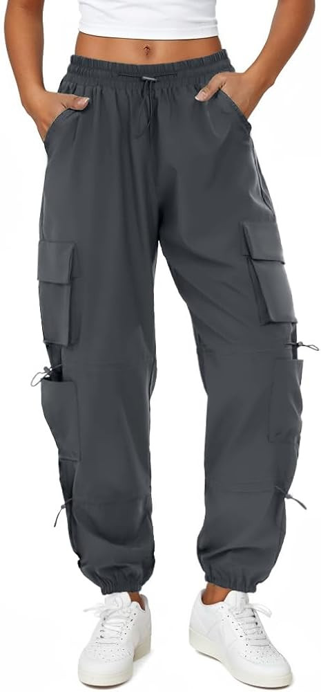 Womens Parachute Cargo Pants with Pockets Quick Dry Hiking Pants Lightweight Water-Resistant Bagg... | Amazon (US)