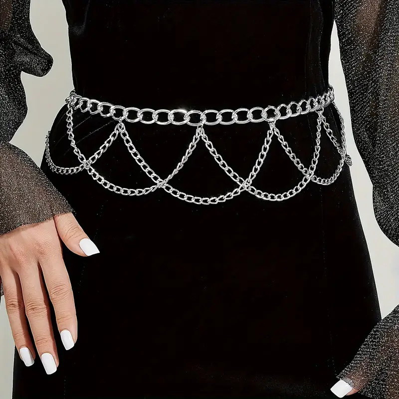 Elegant Layered Fringe Chain Belts Women Golden Silvery - Temu | Temu Affiliate Program