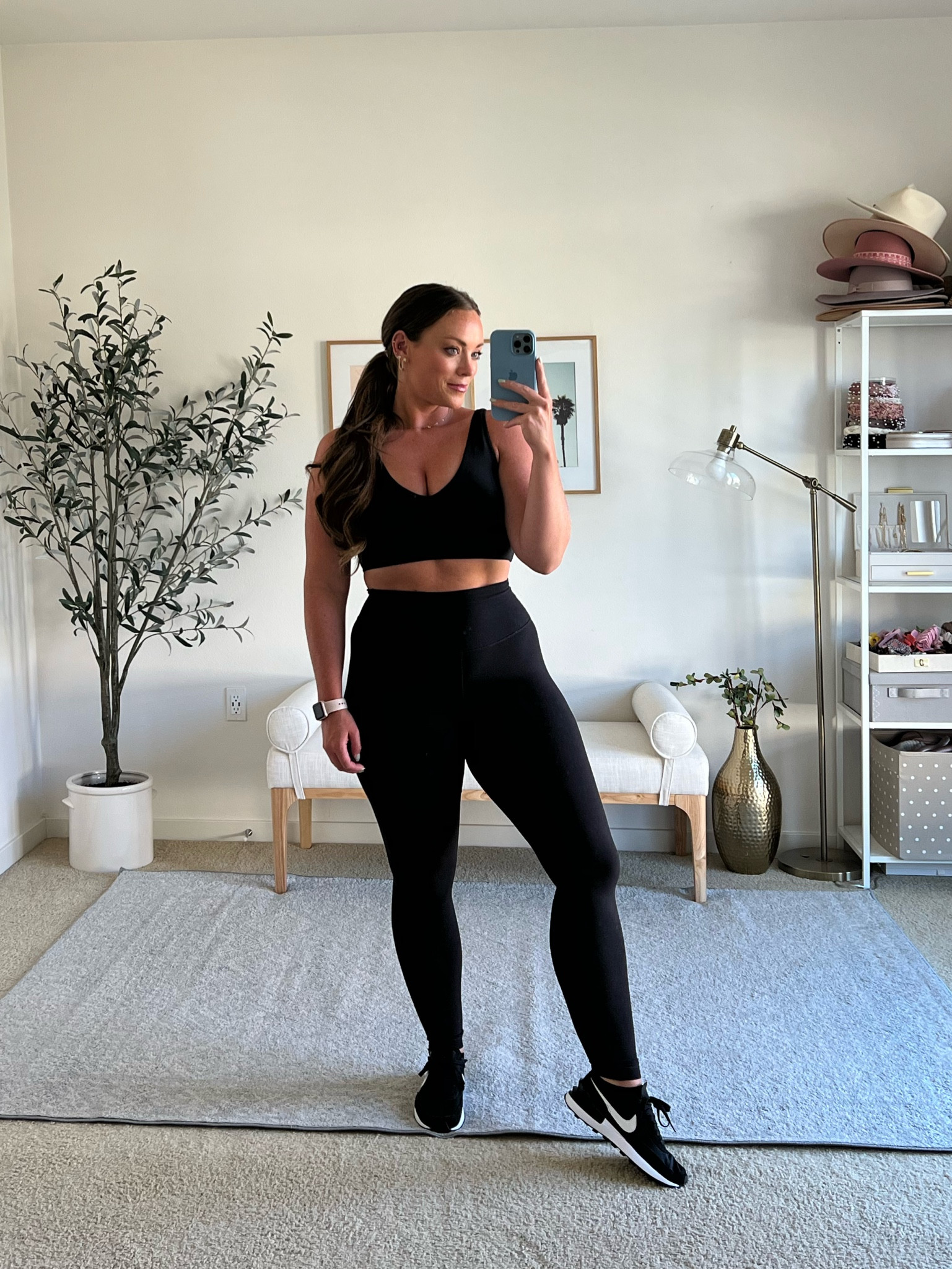 All black gym outfit

Lululemon align leggings size 4
Lululemon align v neck top size 8
Both fit true to size!

Nike waffle sneakers tts, 

Gym outfit, gym leggings, gym top, crop top, black sneakers, gym sneakers 

#LTKFitness #LTKSeasonal