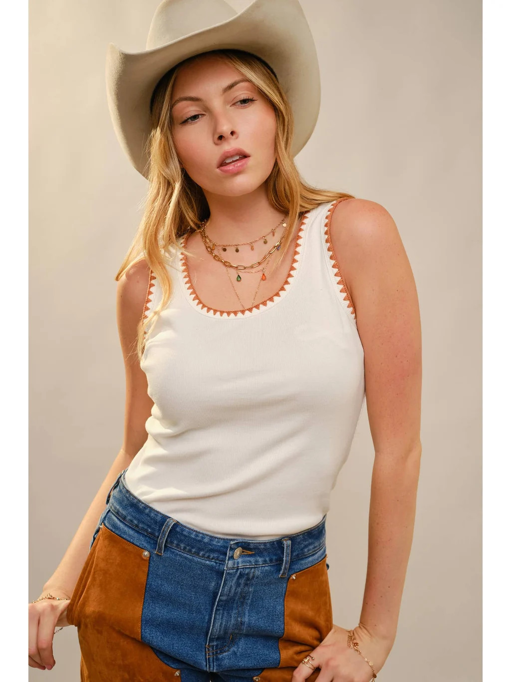Hook 'Em Embroidered Stitch Tank | Lilla & Beth