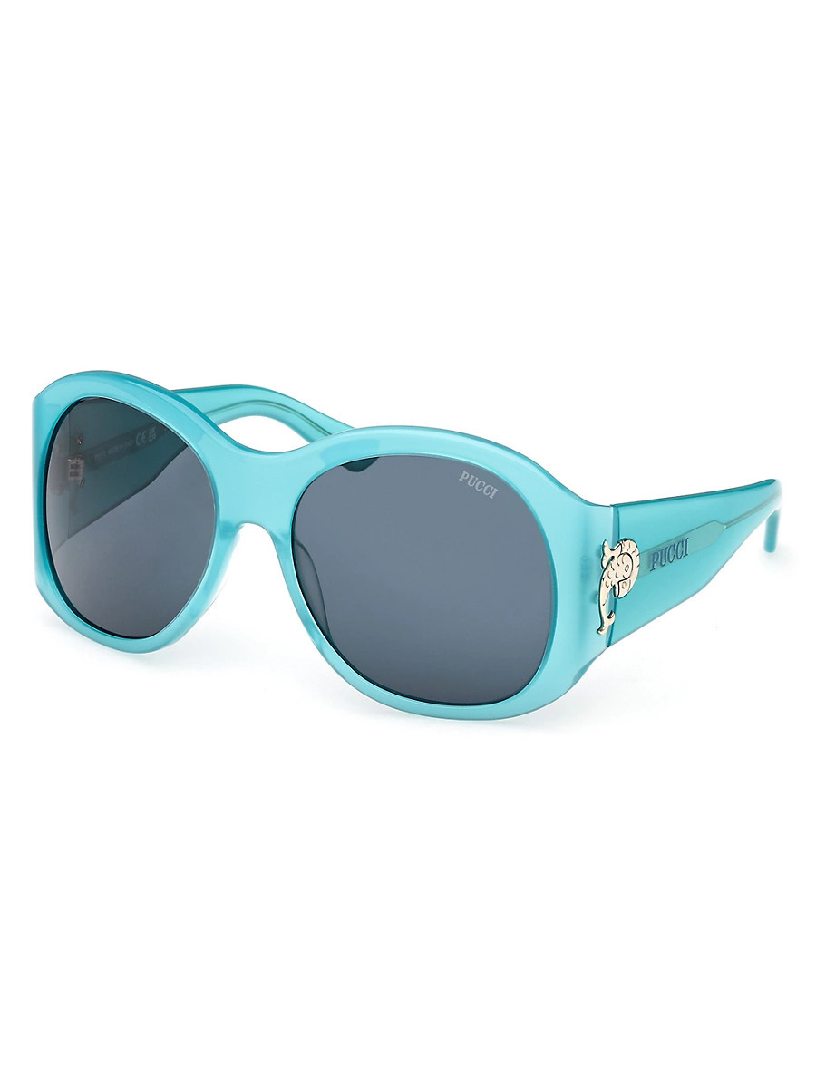 Women's 59MM Oval Sunglasses - Turquoise Dark Teal | Saks Fifth Avenue
