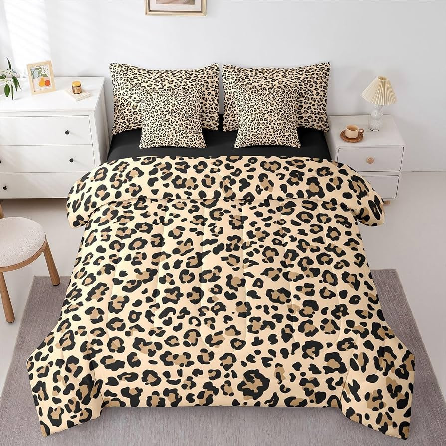 Feelyou Leopard Print Comforter Set with Sheets 7 Piece Full Size Cheetah Fur Bedding Set for Kid... | Amazon (US)