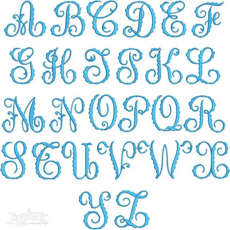 Emma Scallop Machine Embroidery Font Alphabet Letters INSTANT DOWNLOAD BX Pes Dst - Etsy | Etsy (US)